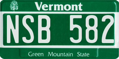 VT license plate NSB582
