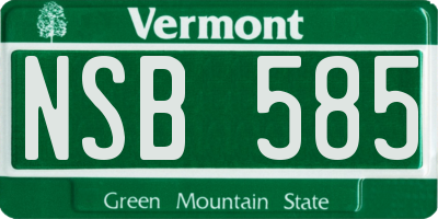 VT license plate NSB585