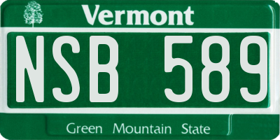 VT license plate NSB589