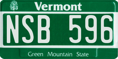 VT license plate NSB596