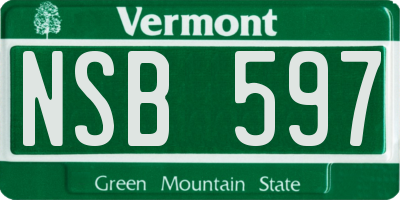 VT license plate NSB597