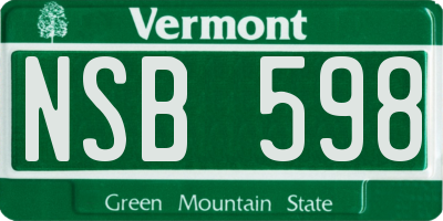 VT license plate NSB598