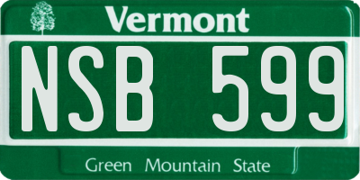 VT license plate NSB599