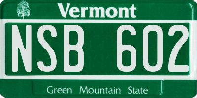 VT license plate NSB602