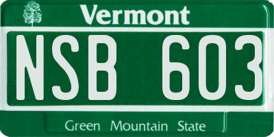 VT license plate NSB603