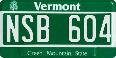 VT license plate NSB604