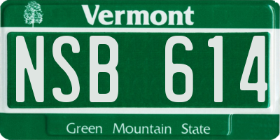 VT license plate NSB614