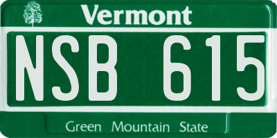 VT license plate NSB615
