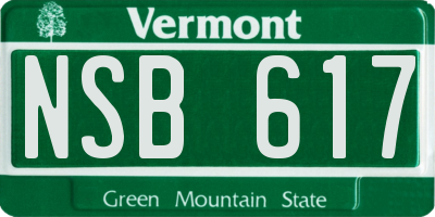 VT license plate NSB617
