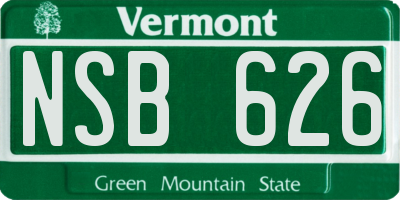 VT license plate NSB626