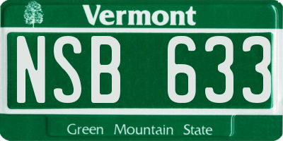 VT license plate NSB633