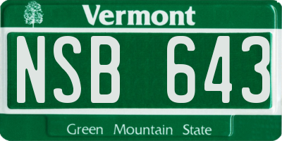 VT license plate NSB643