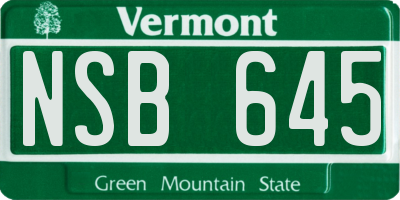 VT license plate NSB645