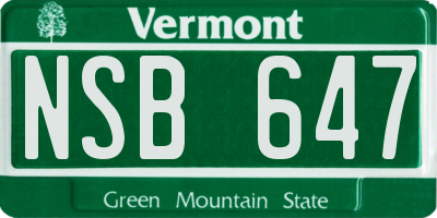 VT license plate NSB647