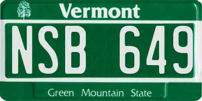 VT license plate NSB649
