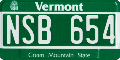 VT license plate NSB654
