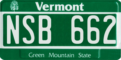 VT license plate NSB662