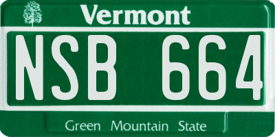 VT license plate NSB664