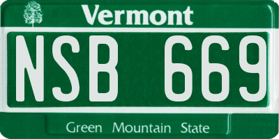 VT license plate NSB669