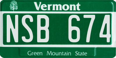VT license plate NSB674