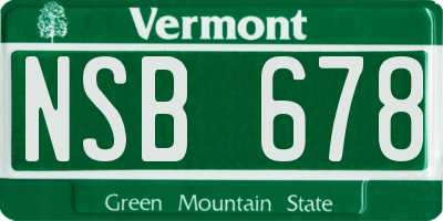VT license plate NSB678