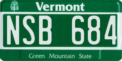 VT license plate NSB684