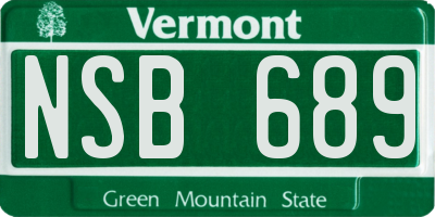 VT license plate NSB689