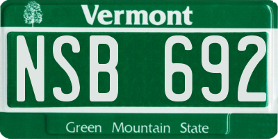 VT license plate NSB692