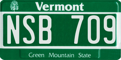 VT license plate NSB709