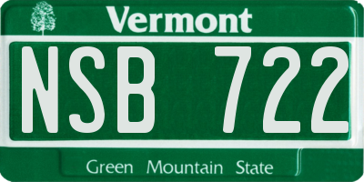 VT license plate NSB722