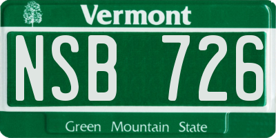 VT license plate NSB726