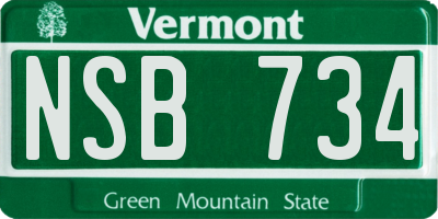 VT license plate NSB734