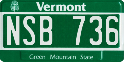 VT license plate NSB736
