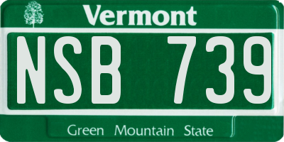 VT license plate NSB739