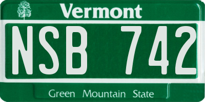 VT license plate NSB742