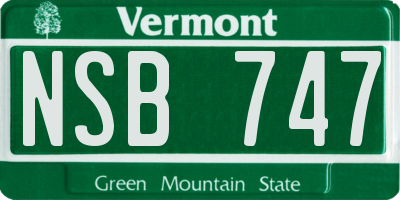 VT license plate NSB747