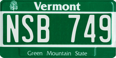 VT license plate NSB749