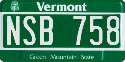 VT license plate NSB758