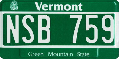 VT license plate NSB759
