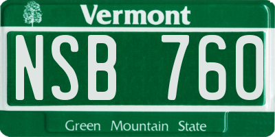 VT license plate NSB760
