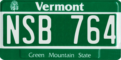VT license plate NSB764