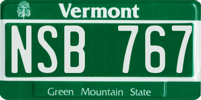 VT license plate NSB767
