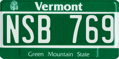 VT license plate NSB769