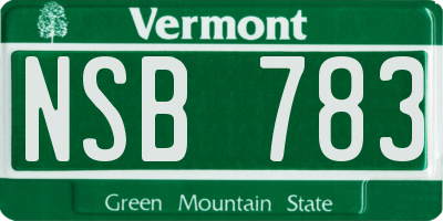 VT license plate NSB783