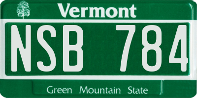 VT license plate NSB784