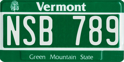 VT license plate NSB789