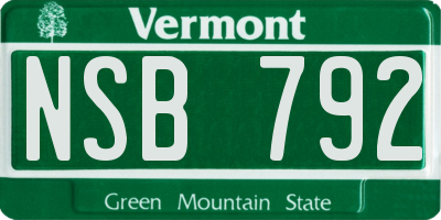 VT license plate NSB792
