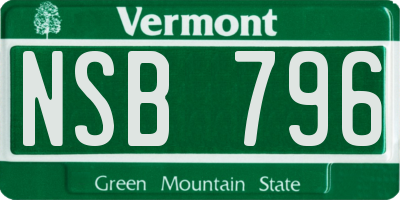 VT license plate NSB796