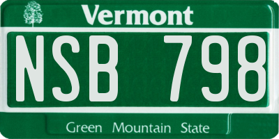 VT license plate NSB798