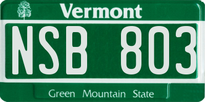 VT license plate NSB803